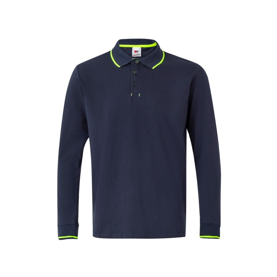 POLO BICOLOR RAYA MANGA LARGA
