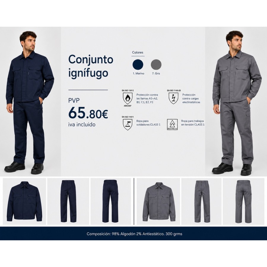 ⭐ Pack conjunto ignífugo antiestático | Azules de Vergara