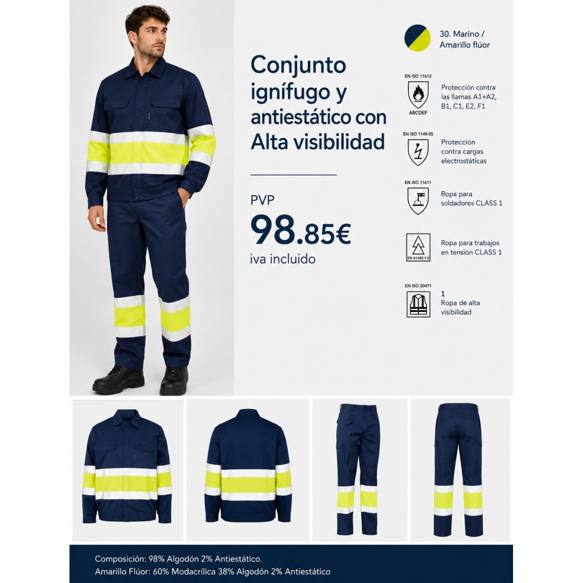 Pack conjunto ignífugo, antiestático y alta visibilidad