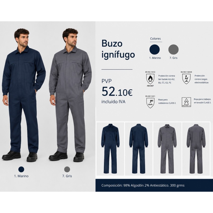 ⭐ Mono ignífugo y antiestático | Azules de Vergara