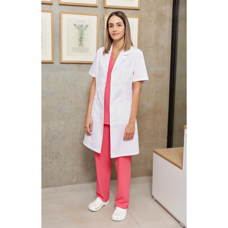BATA MUJER SEMIENTALLADA MANGA CORTA